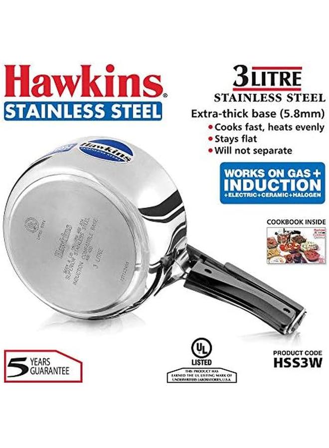 هوكينز قدر ضغط أساسي متوافق مع الحث من الفولاذ المقاوم للصدأ سعة 3 لتر فضي - Image 2