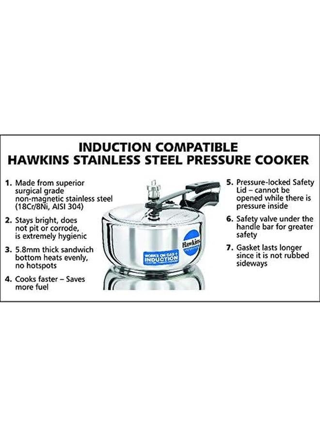 هوكينز قدر ضغط أساسي متوافق مع الحث من الفولاذ المقاوم للصدأ سعة 3 لتر فضي - Image 3