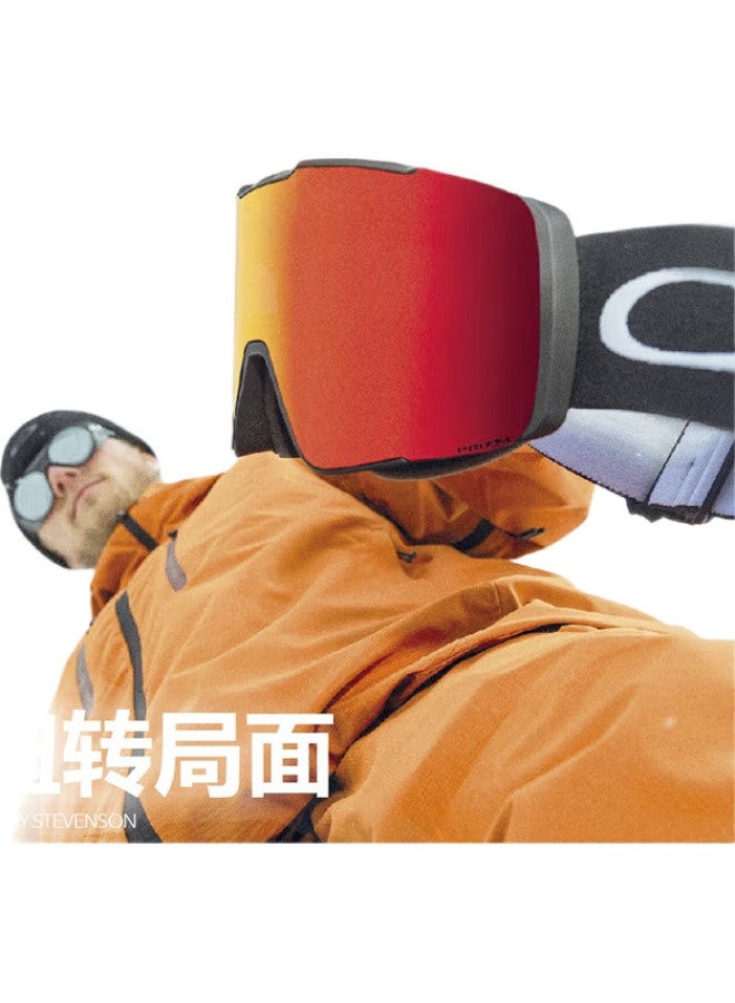 OAKLEY نظارات تزلج عدسة بريزم خارجية مزدوجة الطبقة مضادة للضباب مجال رؤية واسع نظارات ثلج أسطوانية لحماية العين 0Oo7143A-03 - Image 2