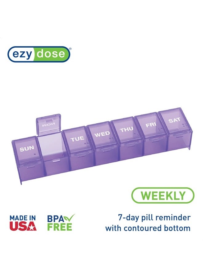 Ezy Dose Weekly (7-Day) Pill Case, Medicine Planner, Vitamin Organizer Box, Large Compartments with Contoured Bottoms, Convenient and Easy to Use, Color May Vary, BPA Free  - Image 4