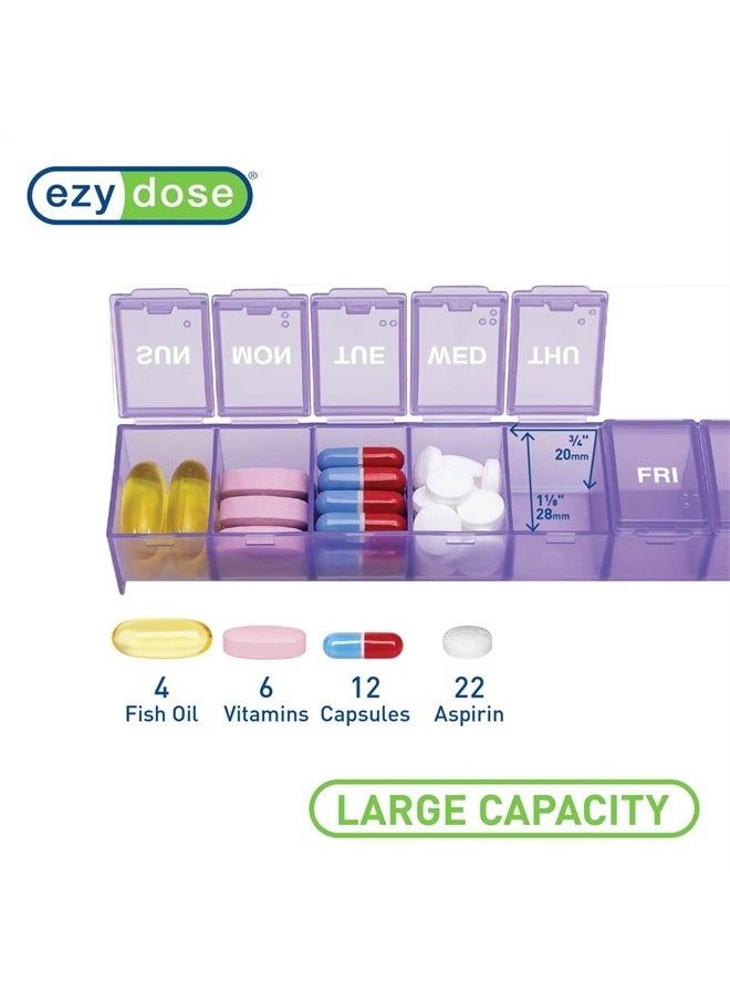 Ezy Dose Weekly (7-Day) Pill Case, Medicine Planner, Vitamin Organizer Box, Large Compartments with Contoured Bottoms, Convenient and Easy to Use, Color May Vary, BPA Free  - Image 3