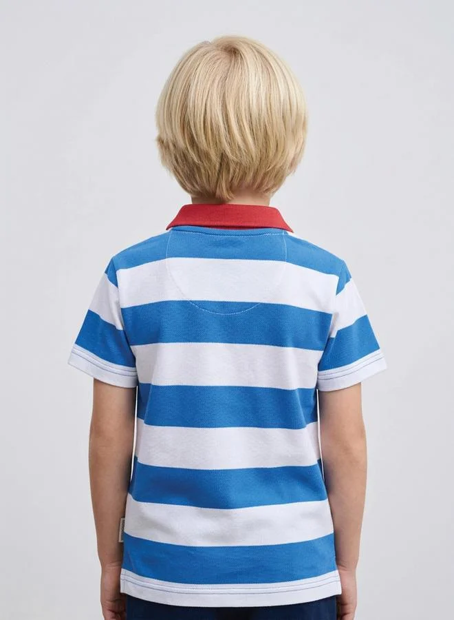 Take Two  Boys Multi-Color Striped Contrast Collar Polo T-Shirt By Juniorloom for Men | Best Price UAE