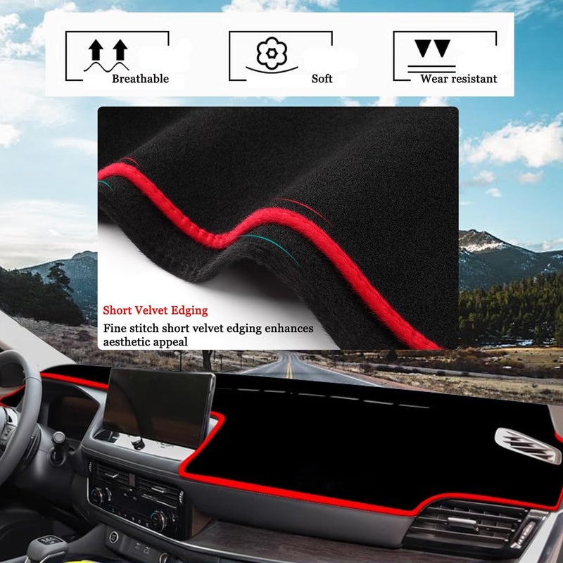 Blazeray Dashboard Cover Mat for Nissan Rogue 2021-2024 with Red Edge - Image 4