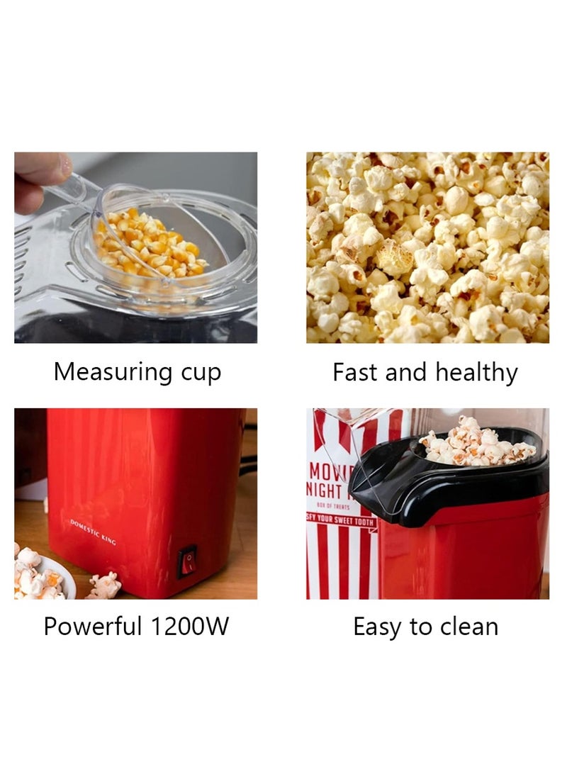 ليون هوم آلة صنع الفشار بالهواء الساخن، آلة صنع الفشار الكهربائية الصغيرة للأطفال، وعاء داخلي غير لاصق، لا حاجة للزيت والماء، مناسبة للعائلات والمقاهي والمطاعم والتجمعات، لون أحمر - Image 4