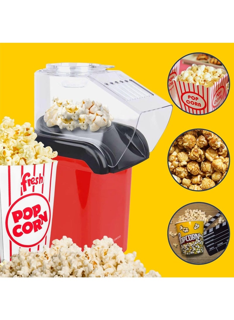 ليون هوم آلة صنع الفشار بالهواء الساخن، آلة صنع الفشار الكهربائية الصغيرة للأطفال، وعاء داخلي غير لاصق، لا حاجة للزيت والماء، مناسبة للعائلات والمقاهي والمطاعم والتجمعات، لون أحمر - Image 2