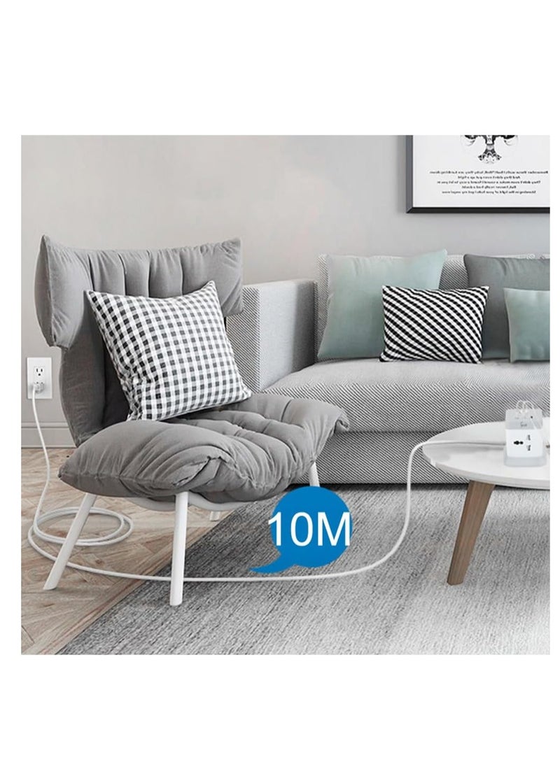 TYCOM Power Strip 10 meters Surge Protector with USB Plus Type C Extension Cord Flat Plug with Widely Four AC Outlet and Two USB One Type C Small Desktop Station Grey. - Image 2