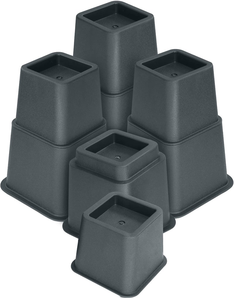 Utopia Bedding Adjustable Bed Furniture Risers Elevation in Heights 3 5 or 8 Inch Heavy Duty Risers for Beds Supports up to 1300 lbs Set of 4 Riser Grey