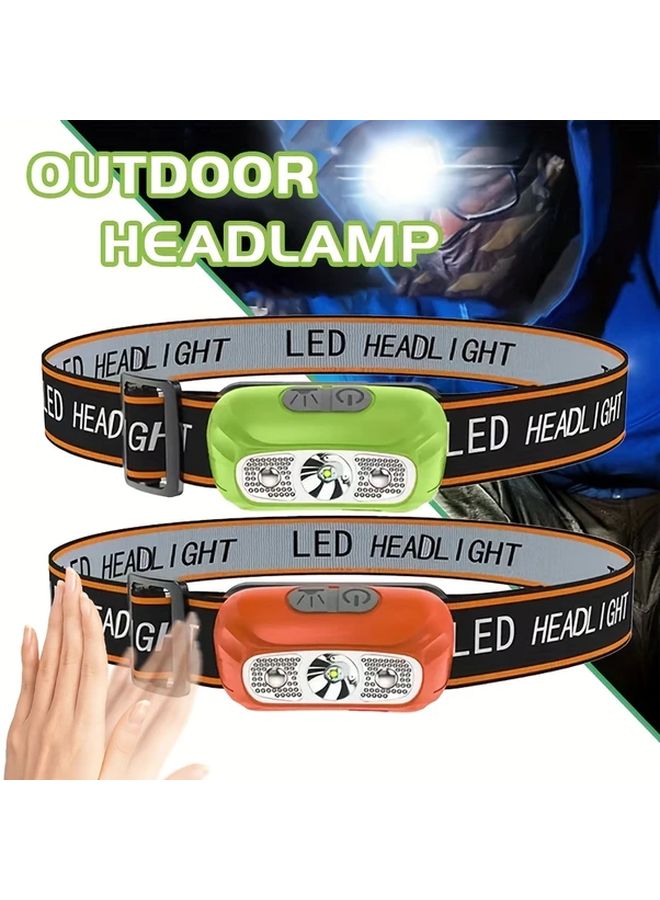 LED Orange Headlight Motion Sensor USB Rechargeable Portable Emergency Flashlight For Hiking Hunting - Image 2