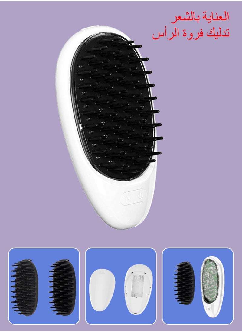 Syarme Electric Hair Comb, Phototherapy Scalp Massager Comb with 2 Brush Heads, ​for Combing Hair and Head Massage, Portable Vibration Massage Hair Comb, Promote Hair Growth for All Hair Types - Whit  - Image 5