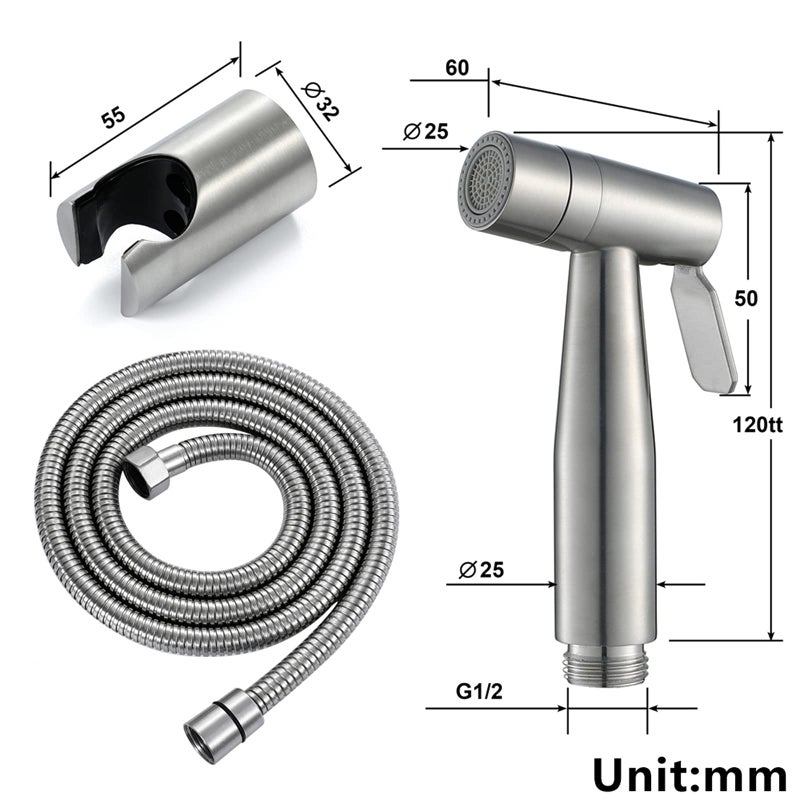 Stainless Steel Handheld Cloth Diaper Sprayer Adjustable Water Pressure Toilet Sprayer - Image 4