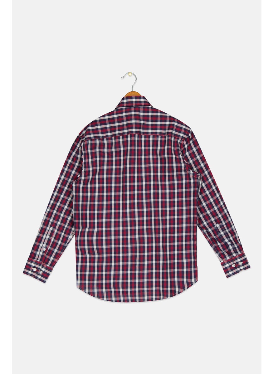 Tailorbyrd Kids Boy Plaid Long Sleeves Casual Shirt, Purple  - Image 2