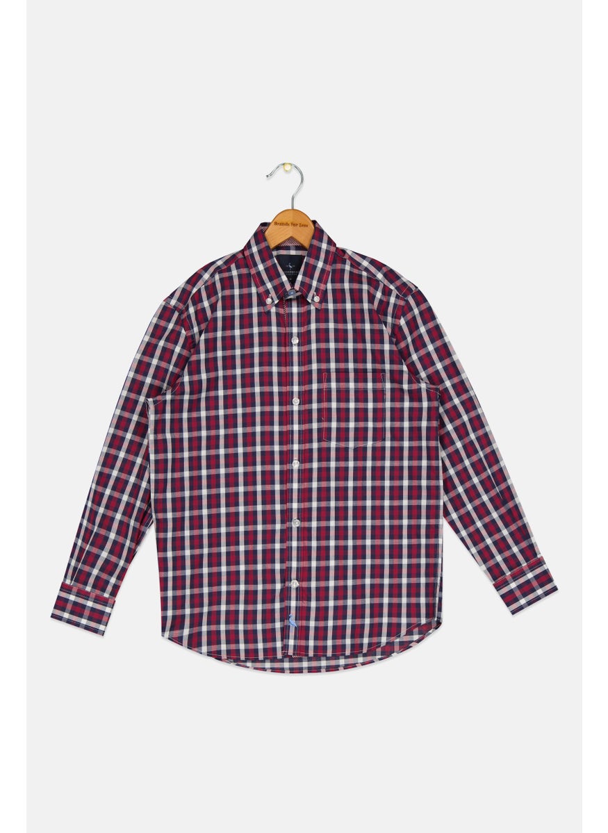 Tailorbyrd Kids Boy Plaid Long Sleeves Casual Shirt, Purple  - Image 1