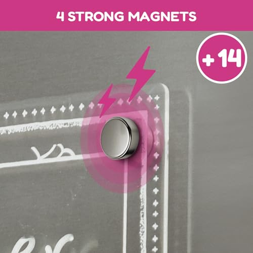 CHALKY CROWN Acrylic Magnetic Weekly Planner for Fridge - Menu Board for Kitchen with 8 Magnetic Markers - Weekly Meal Planner for Fridge with Grocery List & Notepad - Menu Planner (14.5x10.2) - Image 4