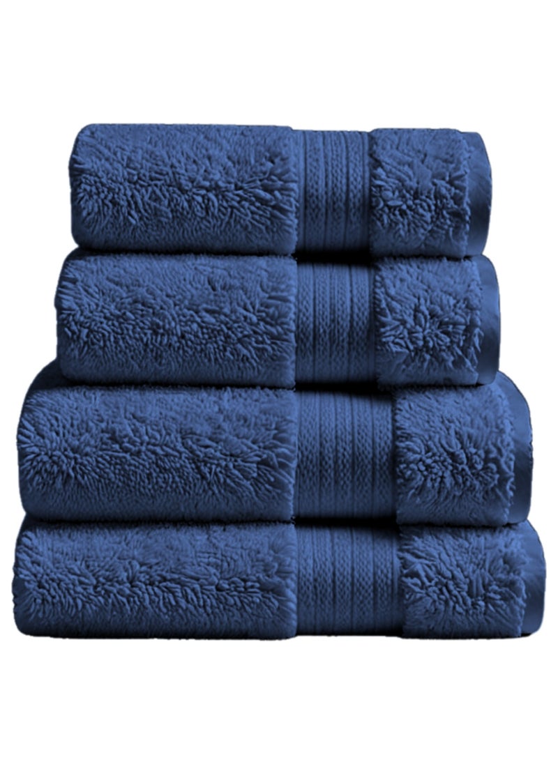 Aten Homeware ATEN Homeware Supreme Egyptian Cotton Bath Towel Set – 4 Piece Set with 2 Large Bath Towels & 2 Hand Towels, Ultra Soft, Highly Absorbent, OEKO-TEX Certified, Made in Egypt - (Colour: Royal Blue) - 4 PIECES  - Image 1