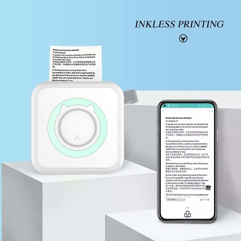 Label Printer: 8x8x3.5cm Light Green - Multifunctional Wireless Portable Thermal Printer for Home Office Students Teachers Parents - Image 3