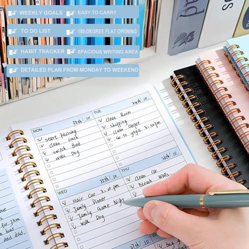 Aosemili Undated Weekly Planner with Goal & Habit Tracker Notebook, Small A5 to Do List Week Planners Spiral Binding Personal Goal Journal Non Dated Weekly Planner Simple Agenda Planners for Work Kids School - Image 5