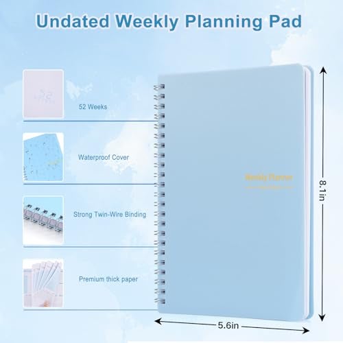 Aosemili Undated Weekly Planner with Goal & Habit Tracker Notebook, Small A5 to Do List Week Planners Spiral Binding Personal Goal Journal Non Dated Weekly Planner Simple Agenda Planners for Work Kids School - Image 4