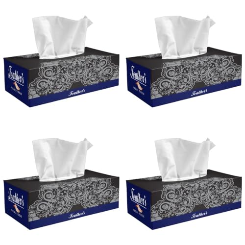 Feather's Face Tissue Box (Dry) | 2 Ply, 200 Pulls per Box, Pack of 4 | Super Soft & Absorbent Facial Tissue Box | Facial Tissue Papers | Virgin Paper, Biodegradable (Random Color Box) - Image 1
