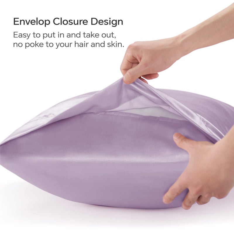 BEDELITE Satin Silk Body Pillow Pillowcase for Hair and Skin, Premium and Silky Lavender Long Body Pillow Case Cover 20x54 with Envelope Closure - Image 4
