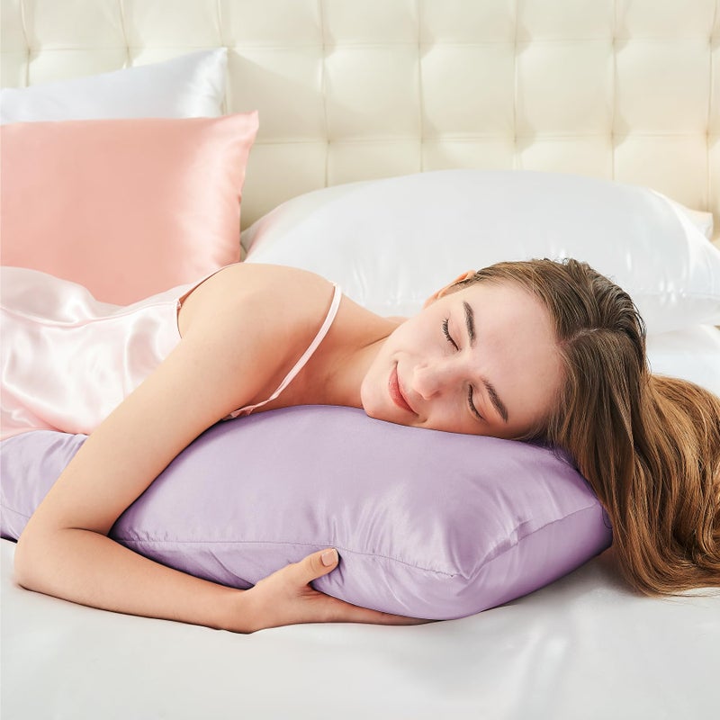 BEDELITE Satin Silk Body Pillow Pillowcase for Hair and Skin, Premium and Silky Lavender Long Body Pillow Case Cover 20x54 with Envelope Closure - Image 5
