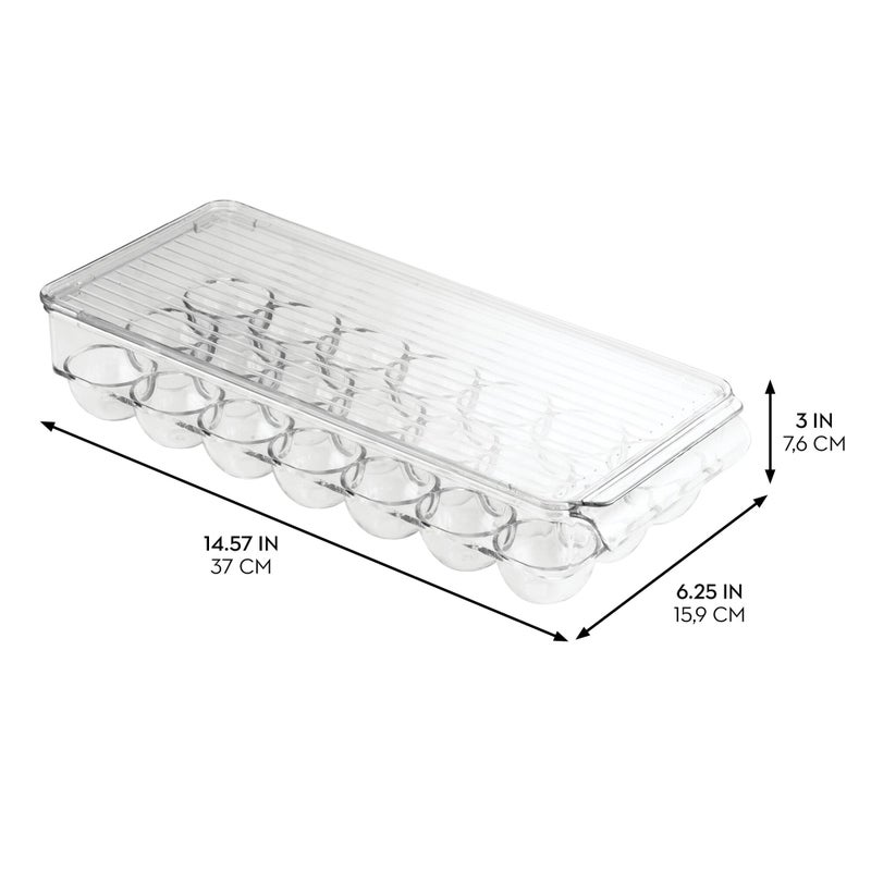 iDesign Clear Plastic Egg Holder for Fridge with Lid - 21 Egg Storage Container Organizer Bin - Image 3