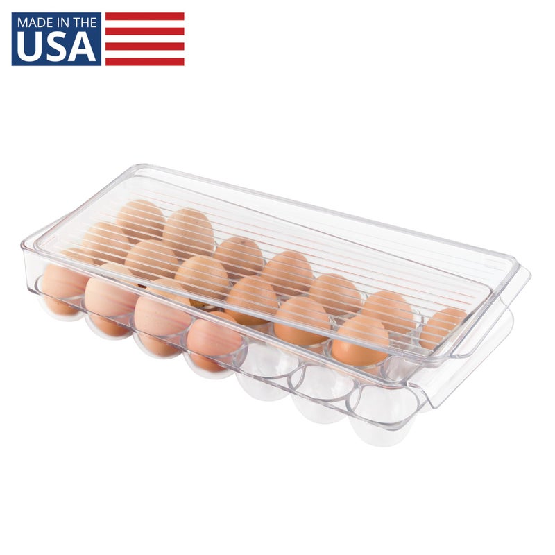 iDesign Clear Plastic Egg Holder for Fridge with Lid - 21 Egg Storage Container Organizer Bin - Image 2