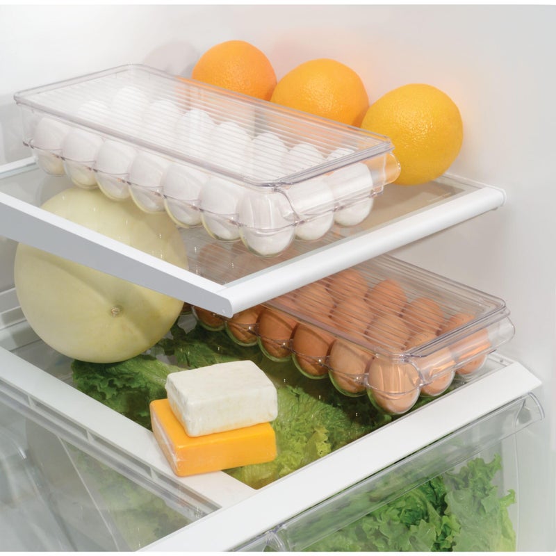 iDesign Clear Plastic Egg Holder for Fridge with Lid - 21 Egg Storage Container Organizer Bin - Image 4