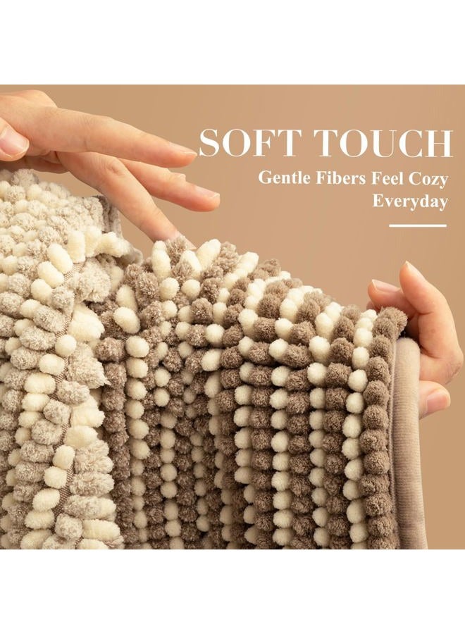 BSICPRO Bath Mat Rug for Bathroom Non Slip 17 x 24 Inches Water Absorbent Chenille Floor Mats Machine Washable (Tan) - Image 3