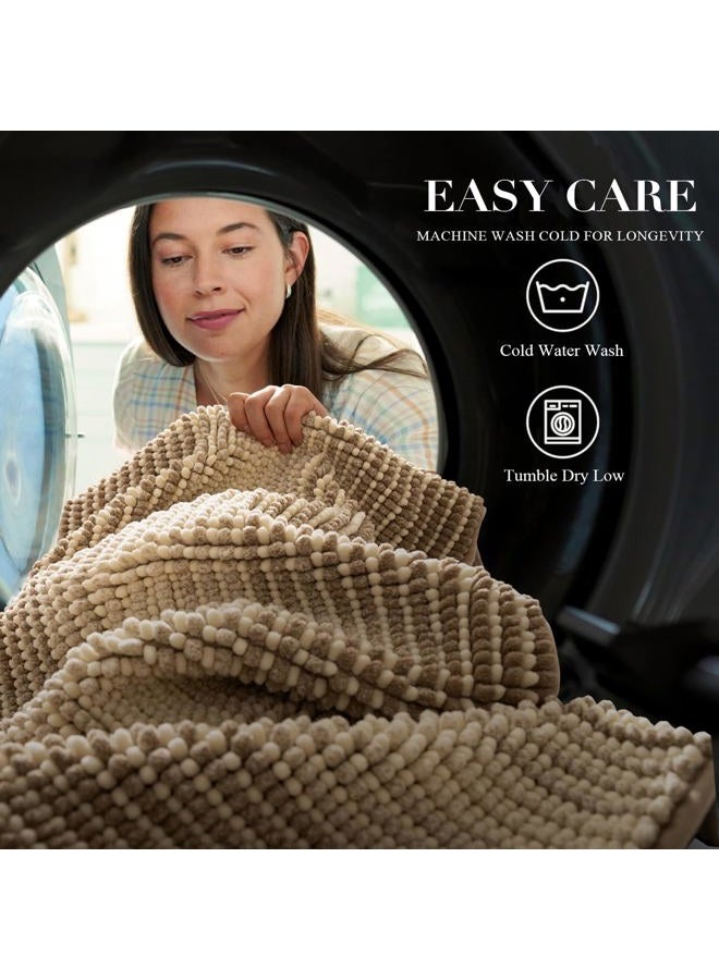 BSICPRO Bath Mat Rug for Bathroom Non Slip 17 x 24 Inches Water Absorbent Chenille Floor Mats Machine Washable (Tan) - Image 5