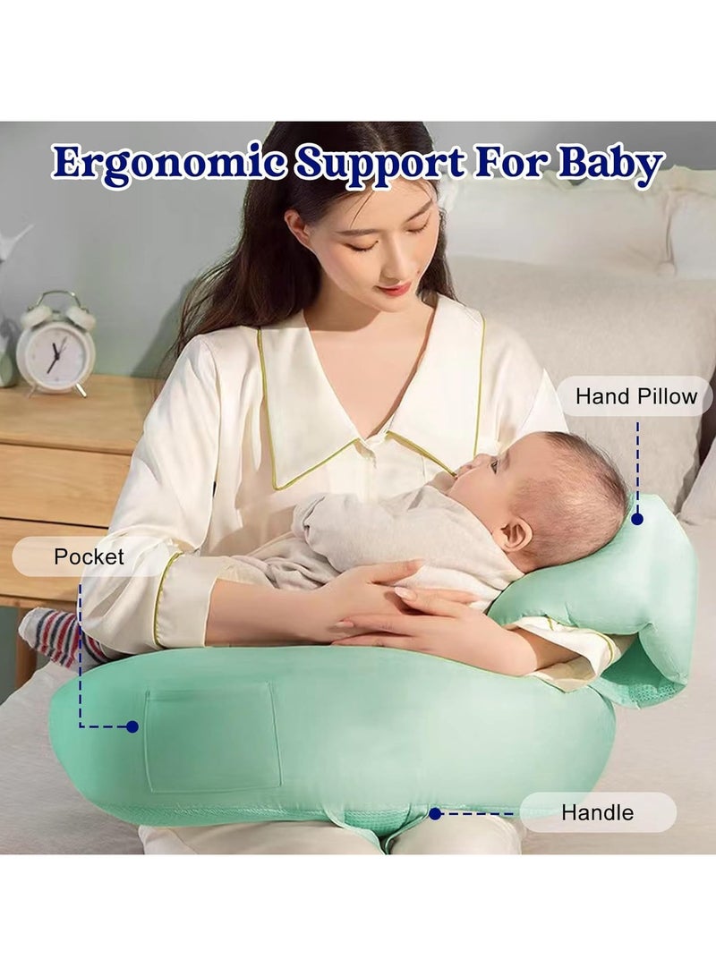 AUTOYSUR Nursing Pillows for Breastfeeding, Ergonomic Support for Mom and Baby, Breastfeeding Pillows with Adjustable Waist Belt & Detachable Cotton Cover,Grey - Image 2
