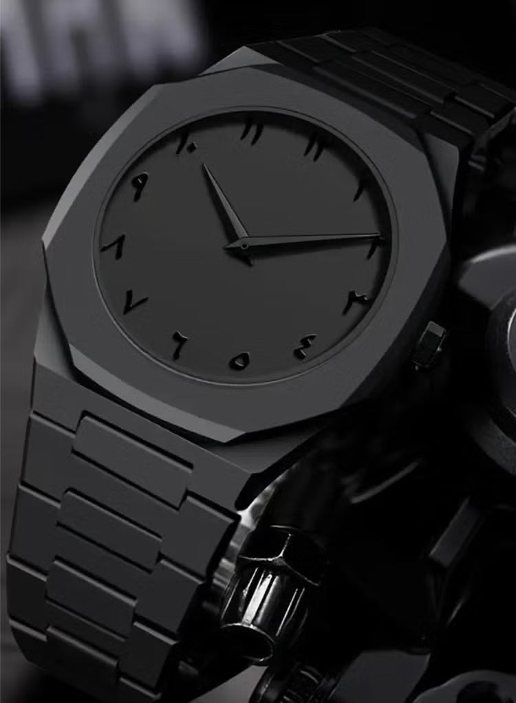 وينكس ساعة كوارتز رجالية، قطعة واحدة، طراز رياضي كاجوال أسود، ميناء مضلع بأرقام عربية، هيكل وحزام بلاستيكي، تعمل بالبطارية، مثالية للارتداء اليومي والهدايا، ساعة للرجال - Image 1