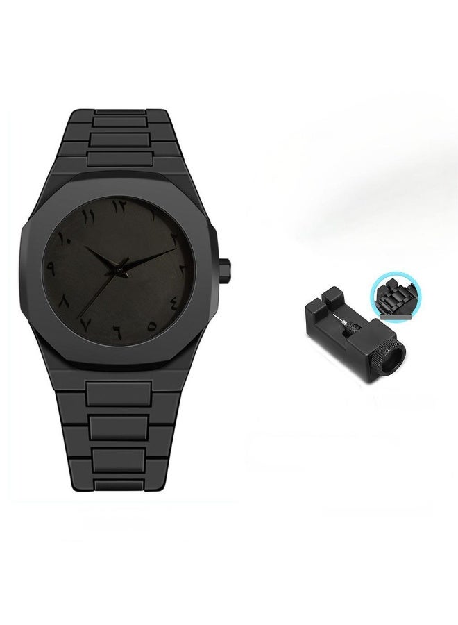 وينكس ساعة كوارتز رجالية، قطعة واحدة، طراز رياضي كاجوال أسود، ميناء مضلع بأرقام عربية، هيكل وحزام بلاستيكي، تعمل بالبطارية، مثالية للارتداء اليومي والهدايا، ساعة للرجال - Image 5
