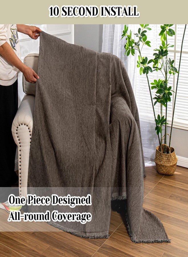 MEETSKY Oversized Chair Cover Small Couch Cover Armchair Sofa Cover for Dog Sofa Throw Cover for Sofa Single Recliner，Chenille Sofa Slipcovers for Pets Thick Washable, 71" x 91", Dark Chocolate - Image 2