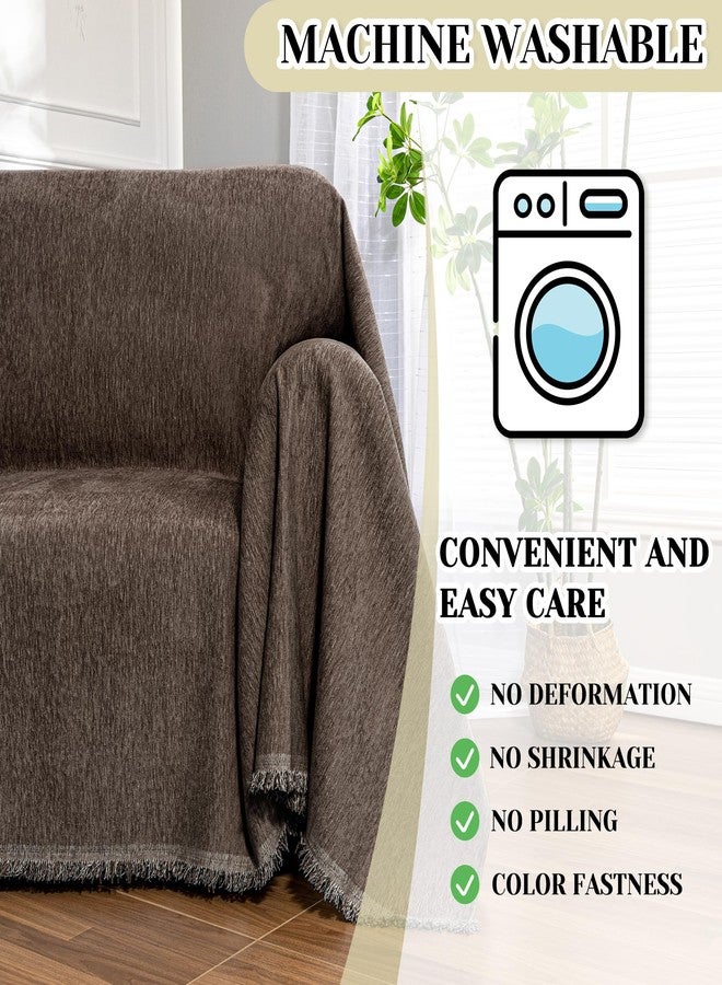 MEETSKY Oversized Chair Cover Small Couch Cover Armchair Sofa Cover for Dog Sofa Throw Cover for Sofa Single Recliner，Chenille Sofa Slipcovers for Pets Thick Washable, 71" x 91", Dark Chocolate - Image 5