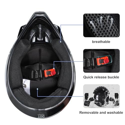 TRIANGLE Dual Sport Motorcycle Helmet Dirt Bike Helmets ATV Full Face Helmet for Adults Men with Internal Sunshield DOT Approved - Image 2
