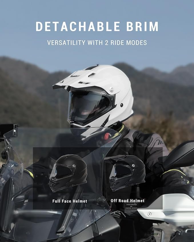 TRIANGLE Dual Sport Motorcycle Helmet Dirt Bike Helmets ATV Full Face Helmet for Adults Men with Internal Sunshield DOT Approved - Image 4