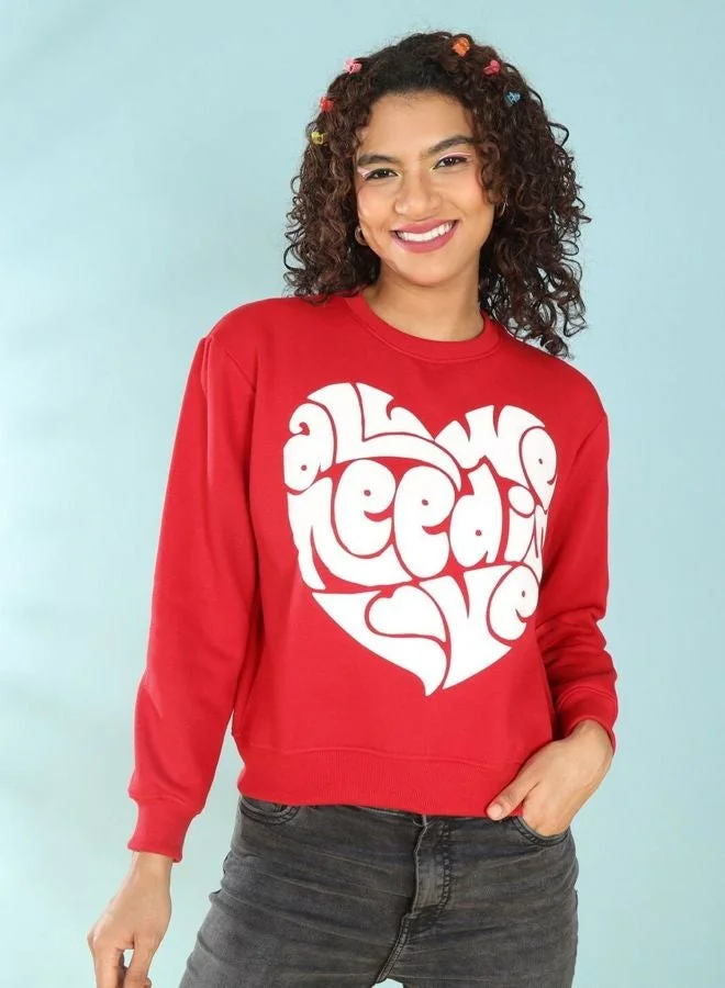 Freehand  Women Regular Fit Printed Crew Neck Long Sleeve Overhead-Crewneck Sweatshirt  | Best Price UAE