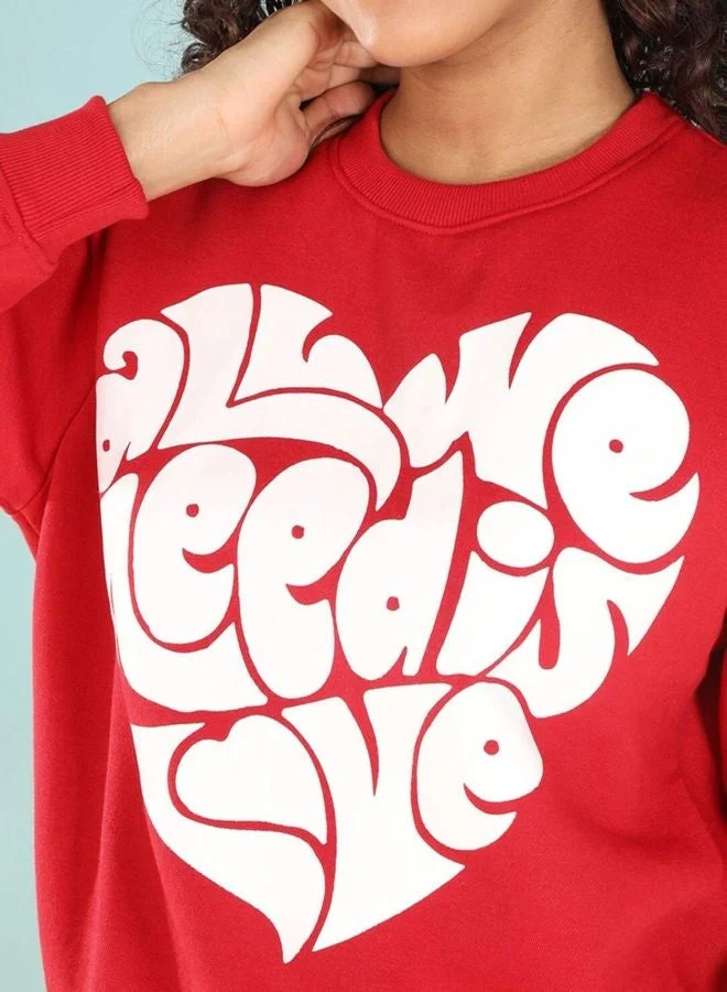 Freehand  Women Regular Fit Printed Crew Neck Long Sleeve Overhead-Crewneck Sweatshirt  | Best Price UAE