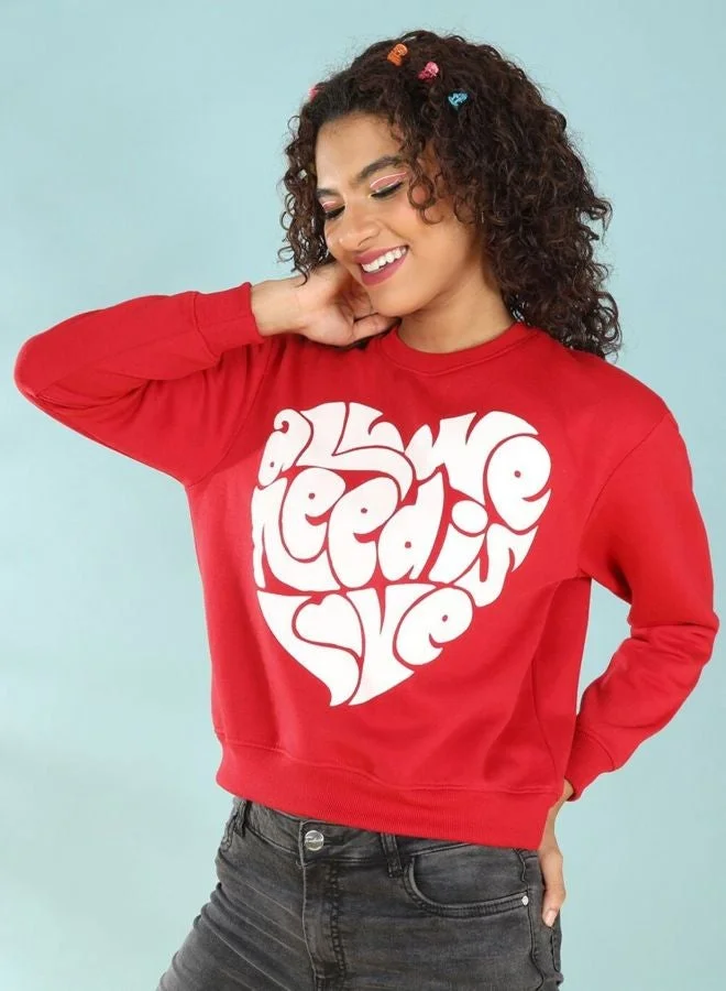 Freehand  Women Regular Fit Printed Crew Neck Long Sleeve Overhead-Crewneck Sweatshirt  | Best Price UAE