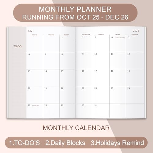 Getvow 2025-2026 Monthly Planner - 15 Months Calendar from October 2025 - December 2026, Monthly Planner 2025-26 Easy to Organize Your Daily Life, 7" x 10", Gold Leaf - Image 2