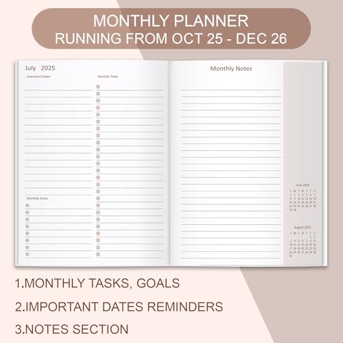 Getvow 2025-2026 Monthly Planner - 15 Months Calendar from October 2025 - December 2026, Monthly Planner 2025-26 Easy to Organize Your Daily Life, 7" x 10", Gold Leaf - Image 3