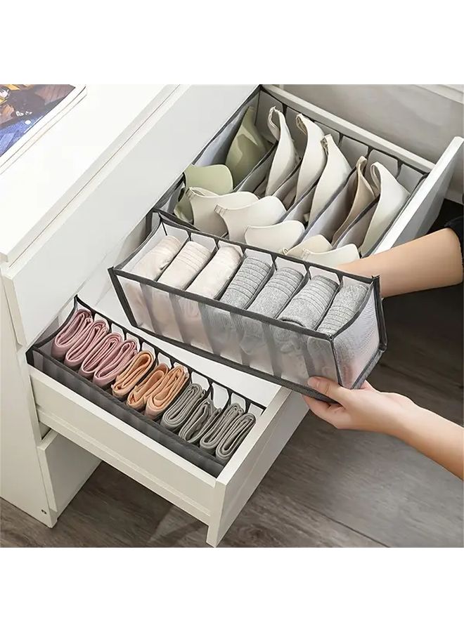 Grey 3pcs Foldable Underwear Pants Storage Box Organizer Wardrobe Drawer Dividers - Image 1