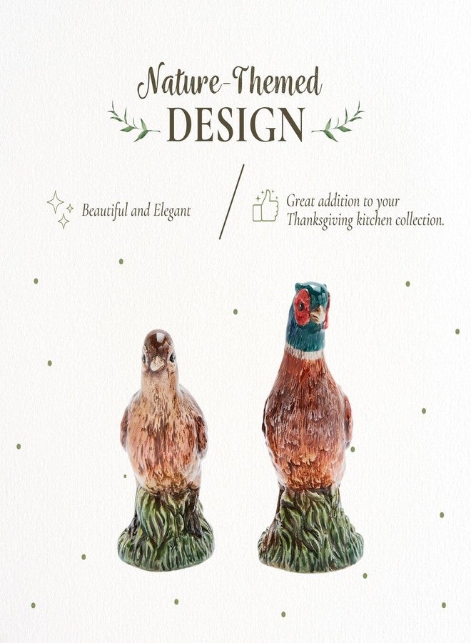 Spode 3.5" Pheasant-Shaped Salt and Pepper Shakers - Dolomite Ceramic Farmhouse Décor for Formal Dining, Decorative Salt & Pepper Set with Easy Refill Bottom Stoppers, Ideal for Thanksgiving Table - Image 3