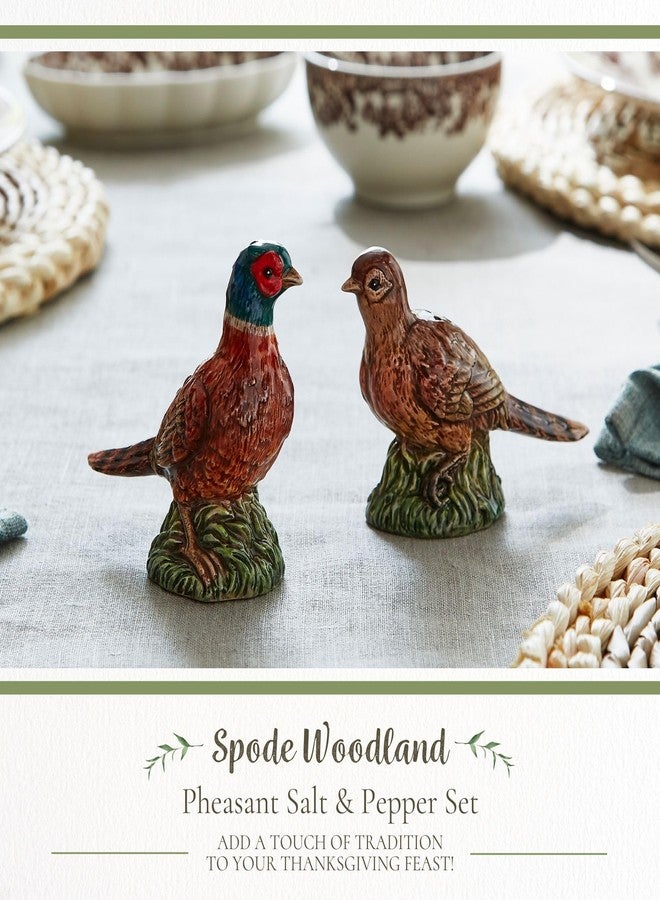 Spode 3.5" Pheasant-Shaped Salt and Pepper Shakers - Dolomite Ceramic Farmhouse Décor for Formal Dining, Decorative Salt & Pepper Set with Easy Refill Bottom Stoppers, Ideal for Thanksgiving Table - Image 2