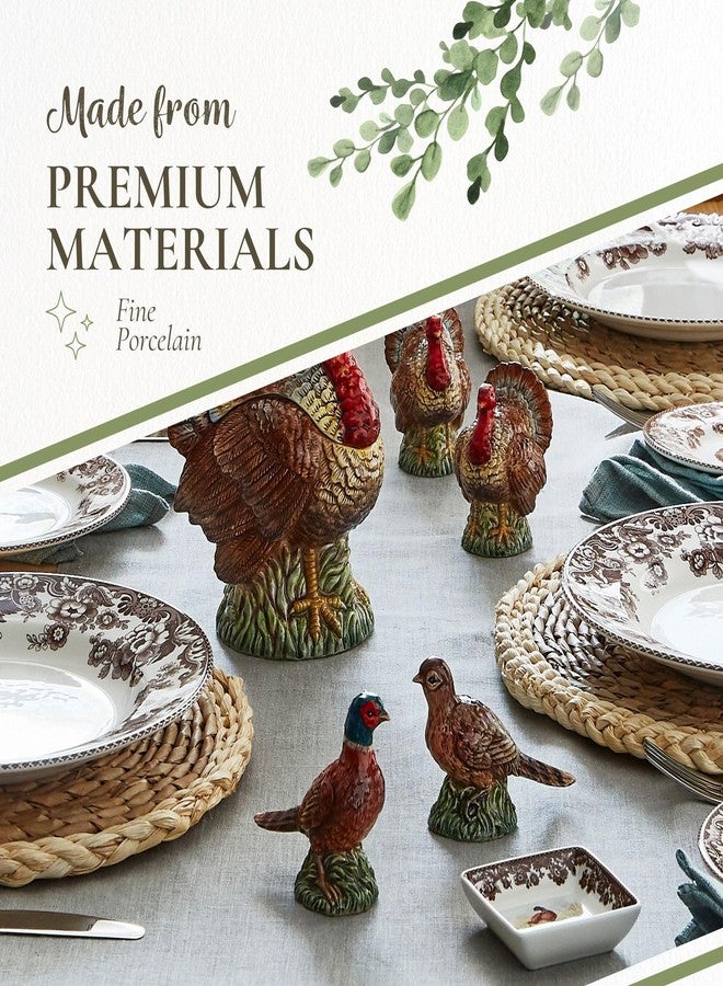 Spode 3.5" Pheasant-Shaped Salt and Pepper Shakers - Dolomite Ceramic Farmhouse Décor for Formal Dining, Decorative Salt & Pepper Set with Easy Refill Bottom Stoppers, Ideal for Thanksgiving Table - Image 4