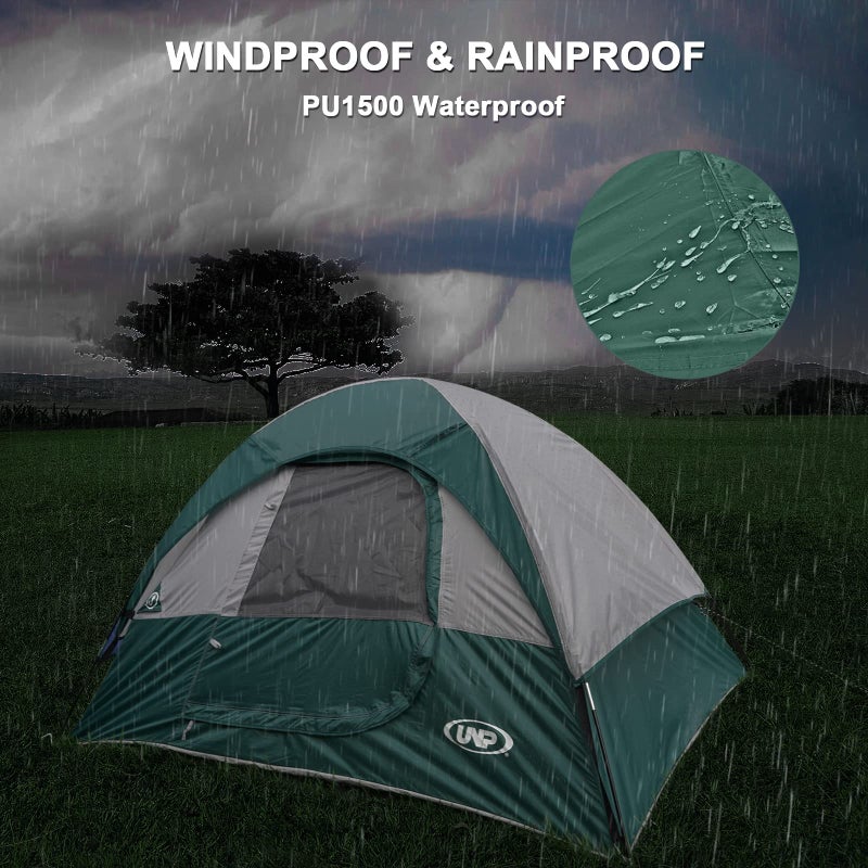 Unp Camping Tent 2 Person, Waterproof Windproof Tent with Rainfly Easy Set up-Portable Dome Tents for Camping - Image 3