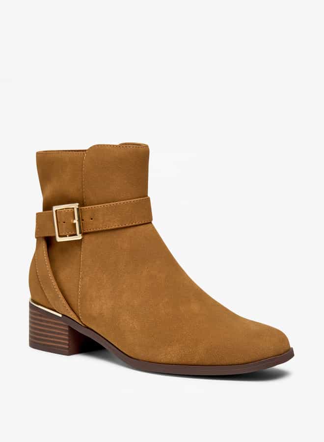 Flora Bella By Shoexpress Women Solid Ankle Boots with Zip Closure and Buckle Accent  - Image 1