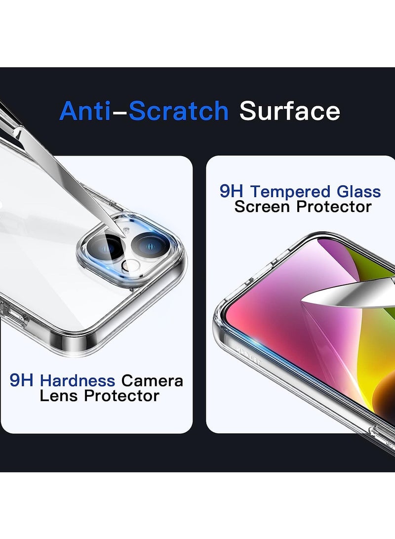 ELTRAZONE 3 in 1 Case for iPhone 14 Plus 6.7-Inch, with 2-Pack Screen Protector and Camera Lens Protector, Non-Yellowing Shockproof Bumper Phone Cover, Full Coverage Tempered Glass Film (Clear) - Image 5