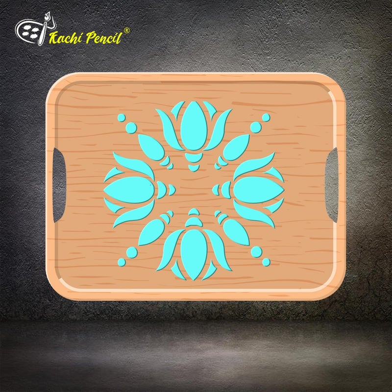 KACHI PENCIL Kachi Pencil Lotus Flower Design Art and Craft Stencils for Painting Size 6 x 6 inch Reusable Stencil for Painting Fabric Glass Wall Painting and Craft Painting  - Image 3