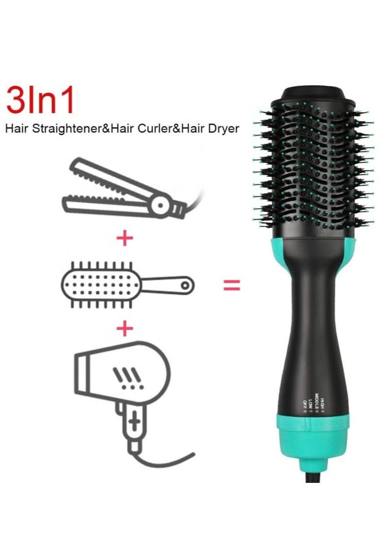 JAJEEK 3-in-1 One-Step Hot Air Hair Brush | Electric Straightener, Curler & Dryer Comb | Fast & Efficient Hair Styling Tool (Green) | Smooth, Shiny, Frizz-Free Hair – Versatile Design for Effortless Styling, Saves Time, and Achieves Salon-Quality Results with Less Heat Damage. - Image 3